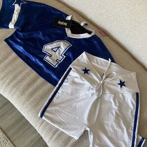 Forplay Blue and White Cheerleader Costume